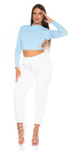 Sexy Long Sleeve Top Backless Light Blue O/S