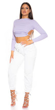 Sexy Long Sleeve Top Backless Lilac O/S