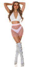 Sexy Koucla Mesh Mini Skirt with glitter / Cover-Up Rose L