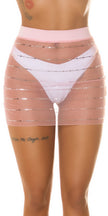 Sexy Koucla Mesh Mini Skirt with glitter / Cover-Up Rose L