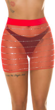 Sexy Koucla Mesh Mini Skirt with glitter / Cover-Up Red L