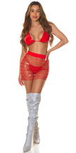 Sexy Koucla Mesh Mini Skirt with glitter / Cover-Up Red L