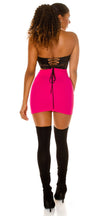 Sexy Highwaist Mini Skirt with Decorative Buttons Pink XL