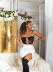 Sexy Highwaist Mini Skirt with Decorative Buttons White XL