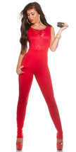 Sexy KouCla jumpsuit with sexy lace decollete Red L