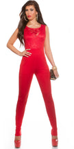 Sexy KouCla jumpsuit with sexy lace decollete Red L