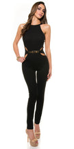 Sexy KouCla Neck jumpsuit + sexy insight. skinny Black XL