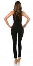 Sexy KouCla Neck jumpsuit + sexy insight. skinny Black XL