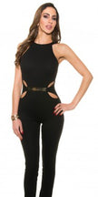 Sexy KouCla Neck jumpsuit + sexy insight. skinny Black XL