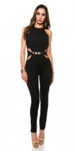 Sexy KouCla Neck jumpsuit + sexy insight. skinny Black XL