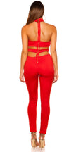 Sexy KOUCLA Jumpsuit with Cut Outs Red O/S