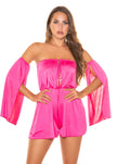 Sexy KouCla Bandeau Jumpsuit with separate sleeves Pink O/S