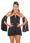 Sexy KouCla Bandeau Jumpsuit with separate sleeves Black O/S