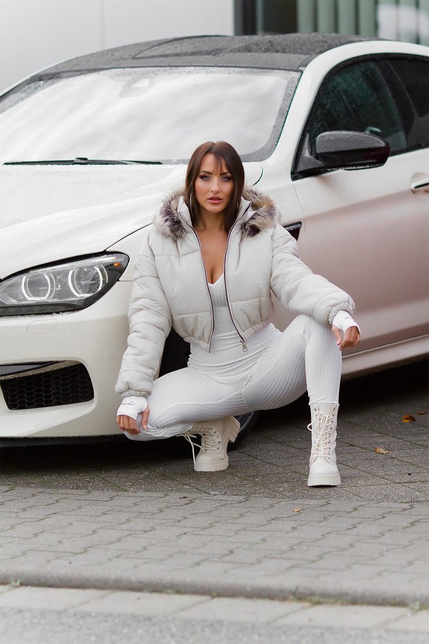 Hey Sexy! Koucla long sleeve jumpsuit V-Cut! White L