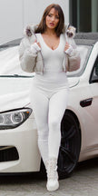 Hey Sexy! Koucla long sleeve jumpsuit V-Cut! White L