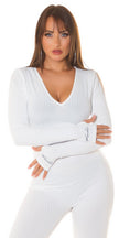 Hey Sexy! Koucla long sleeve jumpsuit V-Cut! White L
