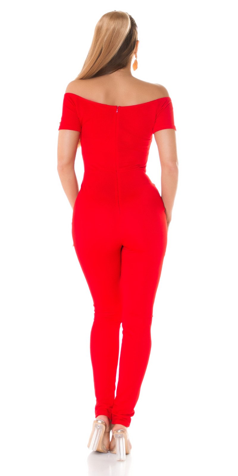 Sexy Koucla must-have jumpsuit Carmen neckline Red L