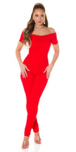 Sexy Koucla must-have jumpsuit Carmen neckline Red L