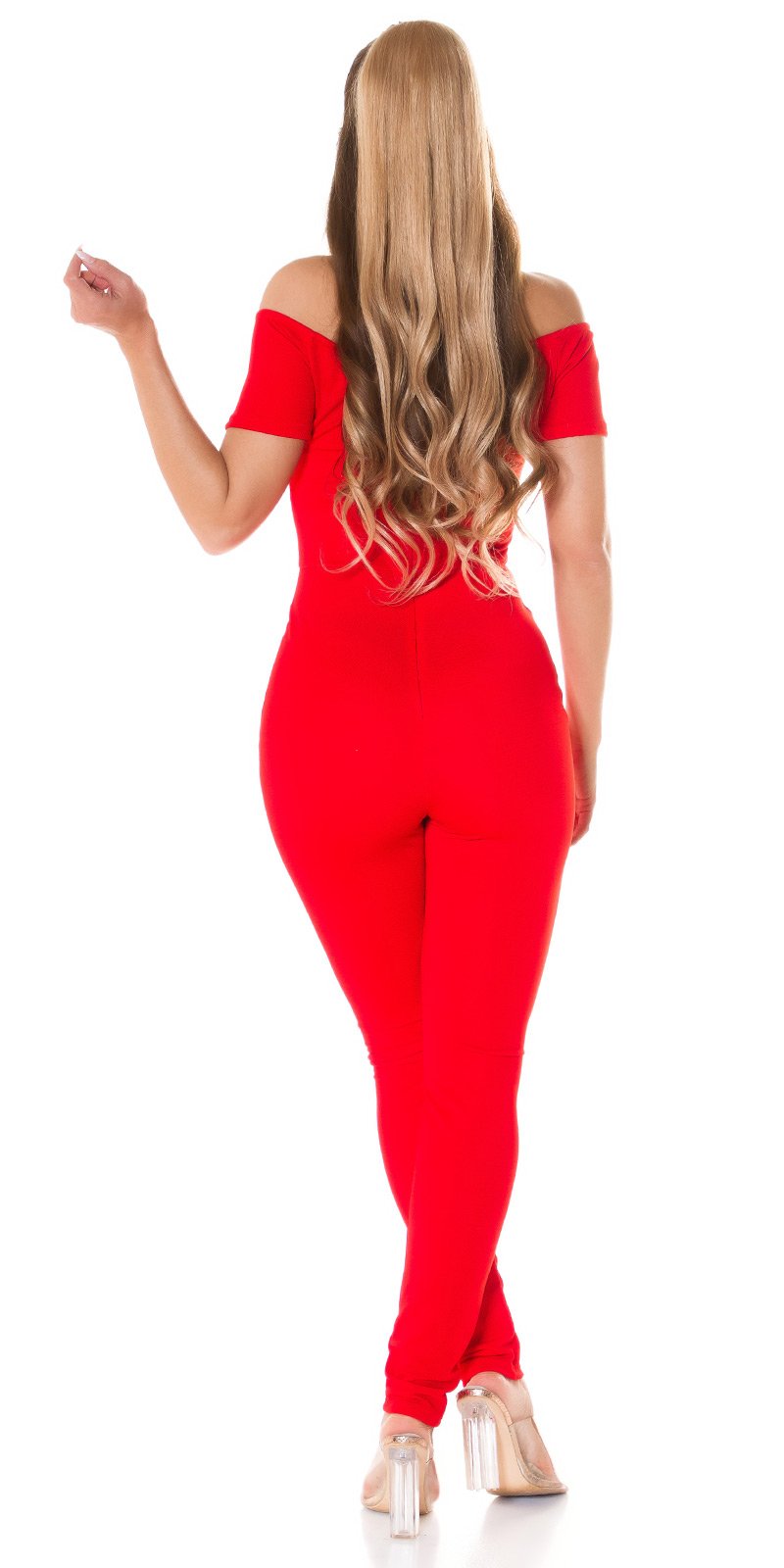 Sexy Koucla must-have jumpsuit Carmen neckline Red L