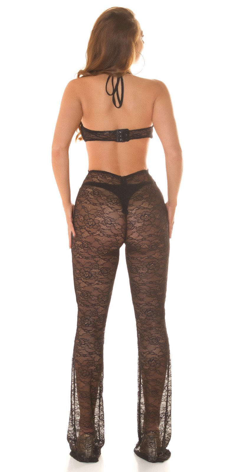 Sexy Koucla Lace Overall with Cut Outs Black M