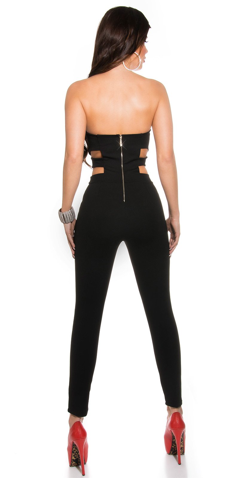 Sexy Koucla bandeau jumpsuit w. rhinestones Black XL