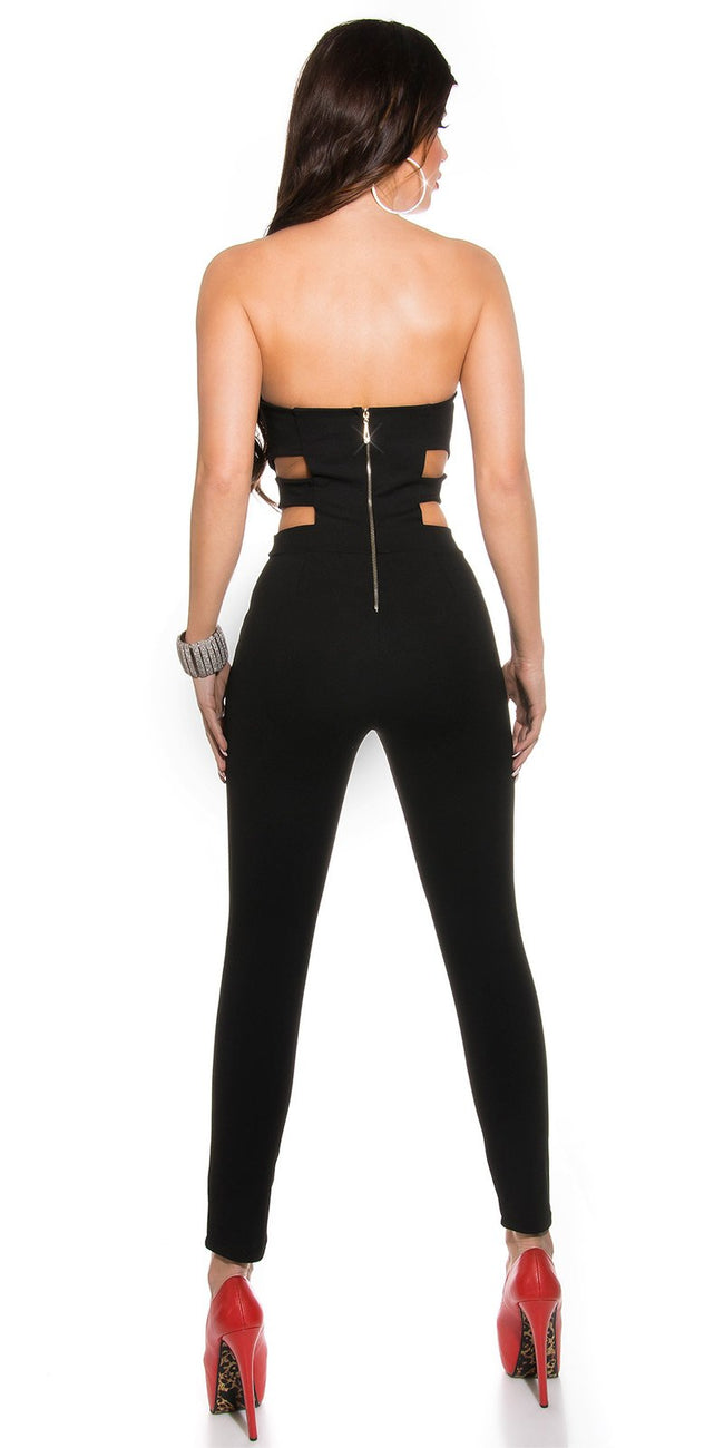Sexy Koucla bandeau jumpsuit w. rhinestones Black XL
