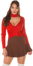 Sexy Wickellook Crop Rollkragen Pullover Orange M/L