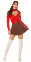 Sexy Wickellook Crop Rollkragen Pullover Orange M/L