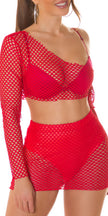 Sexy Koucla 2Piece Set / net skirt and Top Red O/S