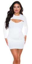 Sexy Basic Bodycon Spaghetti Strap Dress+Crop Top White O/S