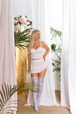 Sexy Koucla Corsage Crop Top with Glitter Threads L