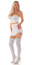 Sexy Koucla Corsage Crop Top with Glitter Studs L