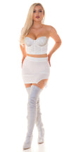 Sexy Koucla Corsage Crop Top with Glitter Studs L