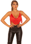 Sexy KouCla Crop Top with fringes Red L
