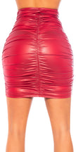 Sexy Koucla Gathered Wetlook Skirt DarkRed O/S
