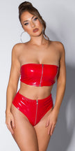 Sexy Koucla Latex look bandeau top with zip