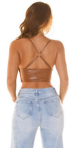 Sexy Koucla leather look Crop Top with lacing Braun M