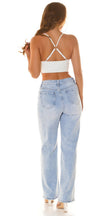 Sexy Koucla leather look Crop Top with lacing White S