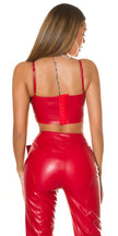 Σέξι Koucla Crop Top από δερματίνη με αγκράφα, κόκκινο O/S