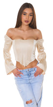 Sexy Koucla Corset Top off-shoulder Satin Look