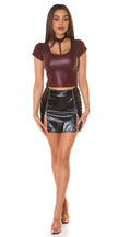 Sexy KouCla Wet look shirt with choker Bordeaux M
