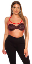 Sexy Koucla Net Top with sparkling Stones Red O/S