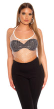 Sexy Koucla Net Top with sparkling Stones White O/S