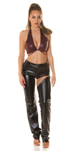 Sexy Koucla Neckholder Wetlook Crop Top Bordeaux O/S