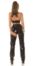 Sexy Koucla Neckholder Wetlook Crop Top Black O/S