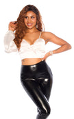 Sexy One-Arm Satin-Look Crop Top Beige O/S