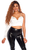 Sexy One-Arm Satin-Look Crop Top