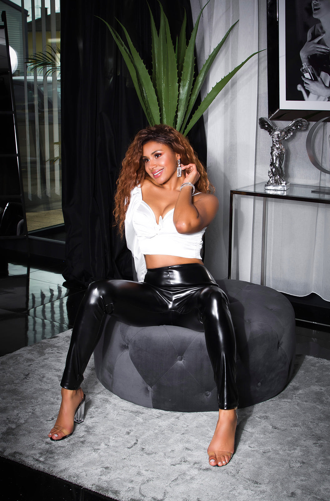 Sexy One-Arm Satin-Look Crop Top