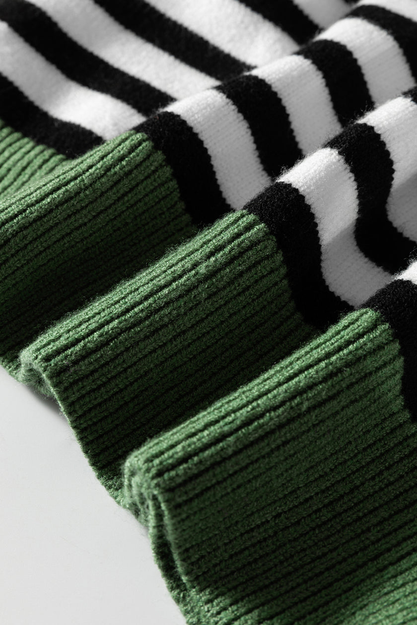 Color black Striped Panels Colorblock Sleeve Chic Sweater