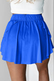 Yellow Cream Drawstring Elastic Waistband Lined Tennis Skorts